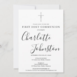 Erste heilige Kommunion Moderne Signatur Schrift Einladung