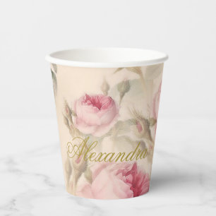 Erste heilige Kommunion - Rose mit der Goldfarbe Pappbecher