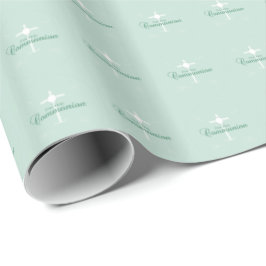 Erste heilige Kommunion, Skript in Soft Green Geschenkpapier