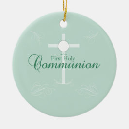 Erste heilige Kommunion, Skript in Soft Green Keramik Ornament
