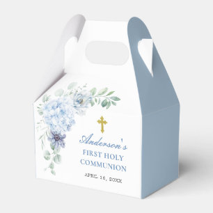 Erste heilige Kommunion Staubblau Floral Geschenkschachtel