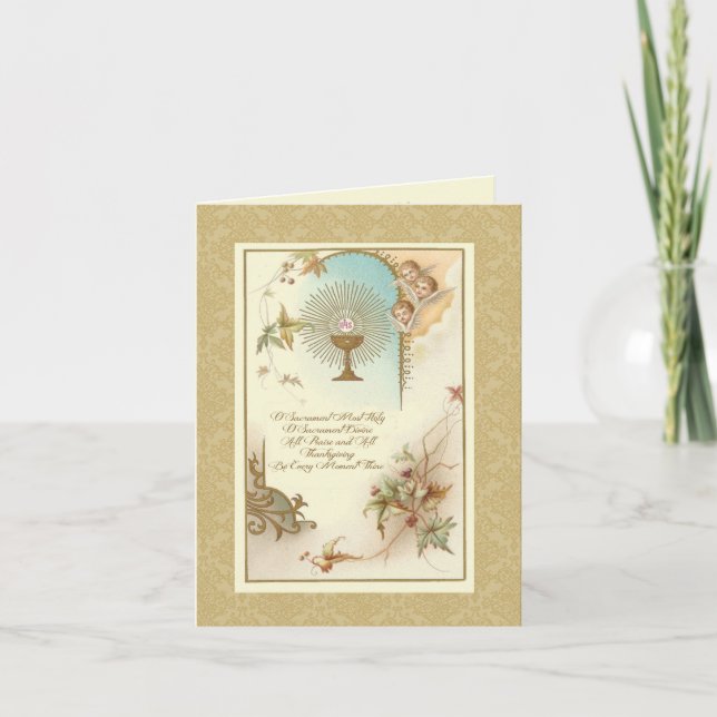Erste heilige Kommunion Traditionell katholische V Karte (Vorderseite)