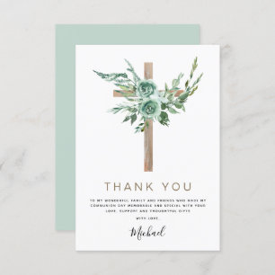 Erste heilige Kommunion Vielen Dank Grüne Sage Inv Dankeskarte