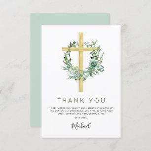 Erste heilige Kommunion Vielen Dank Grüne Sage Inv Dankeskarte