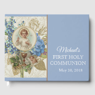 Erste Heilige Kommunion Vintager religiöser Jesus Gästebuch