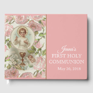 Erste Heilige Kommunion Vintager religiöser Jesus Gästebuch