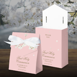 Erste Heilige Kommunion Weiße Blüte Floral Rosa  Geschenkschachtel