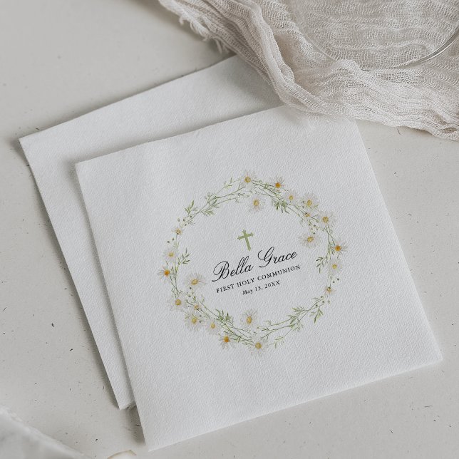 Erste heilige Kommunion Weiße Daisy Blumengewohnhe Serviette (Von Creator hochgeladen)