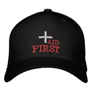 Erste-Hilfe-bestickte Baseballkappe Rot / S|chwarz Bestickte Baseballkappe