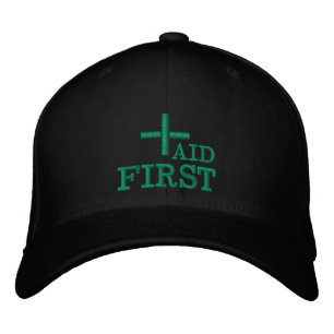 Erste-Hilfe-bestickte Baseballkappe Weiß / Grün Bestickte Baseballkappe