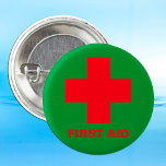Erste Hilfe (Kreuz) - Krankenwagen, Arzt/Feldgrün Button<br><div class="desc">Knöpfe: Erste Hilfe medizinische Hilfe,  Krankenwagen,  Krankenschwester,  Hilfspunkt (rotes Kreuz auf grünem Feld/Freiland-Militär)...  Kleidung,  Taschen-Taste. Passen Sie den Text "Erste Hilfe" Ihren Bedürfnissen an.</div>