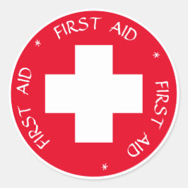 Erste Hilfe - Medizin (Kreuz) - Krankenwagen, Hilf Runder Aufkleber