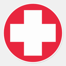Erste Hilfe - Medizin (Kreuz) - Krankenwagen, Zahn Runder Aufkleber