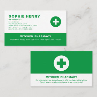 Erste Hilfe Symbol, Apotheke, Apotheker Visitenkarte
