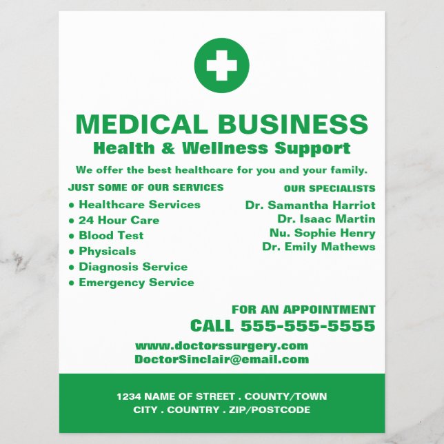 Erste Hilfe-Symbol, General Practitioner, Krankens Flyer (Vorne)