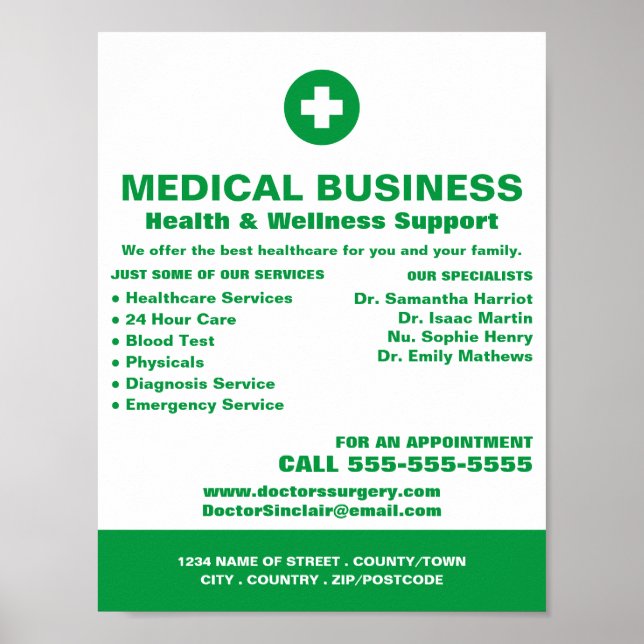 Erste Hilfe-Symbol, General Practitioner, Krankens Poster (Vorne)