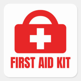 Erste Hilfe und Soforthilfe Quadratischer Aufkleber