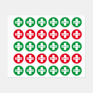 Erste Hilfe (Weißes Kreuz) - Krankenwagen, Hilfe, Etiketten
