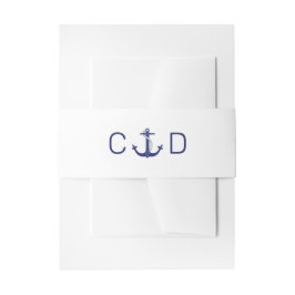 Erste Hochzeit des Nautical Anchor Navy Blue Monog Einladungsbanderole