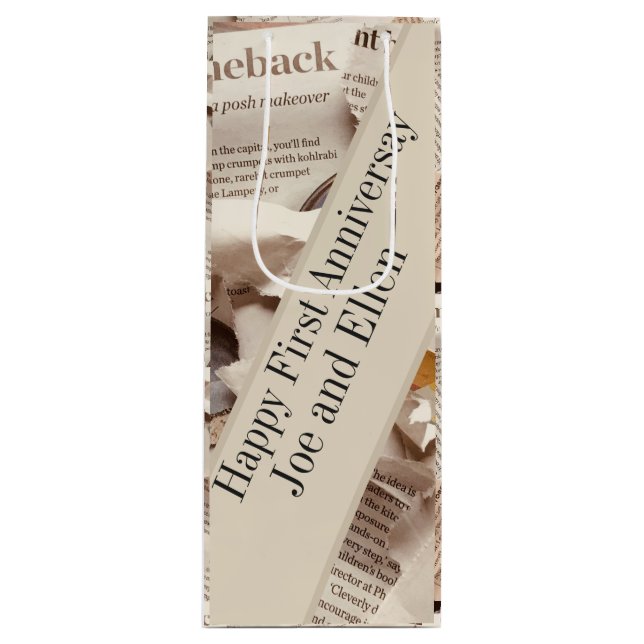 Erste Hochzeitfeier Geschenktüte Für Weinflaschen (Vorderseite)