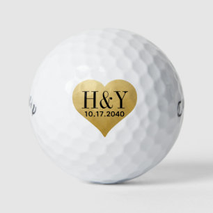 Erste Hochzeitmonographen Datum Goldenes Herz Golfball
