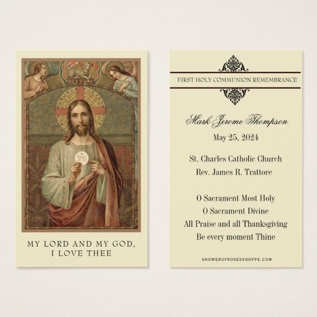 ERSTE HOLY COMMUNION JESUS ANGELS HOLY CARD (Vorne & Hinten)