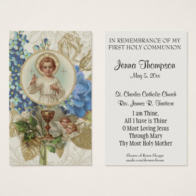 ERSTE HOLY COMMUNION VINTAG PRAYER HOLY CARD (Vorne & Hinten)