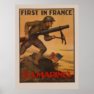 Erste in Frankreich - U.S. Marines Poster