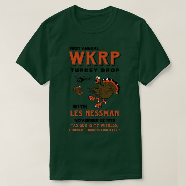 Erste jährliche WKRP Türkei Rückgang T-Shirt (Design vorne)