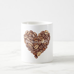 Erste Kaffeebohnen Herz Kaffeetasse