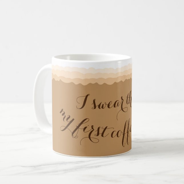 Erste Kaffeepause heute Kaffeetasse (Vorderseite Links)
