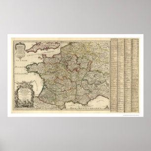 Erste Karte von Frankreich 1700 Poster