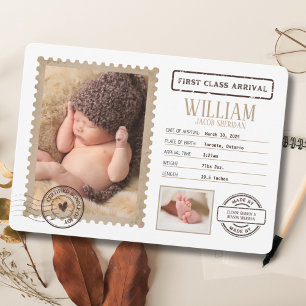 Erste Klasse Ankunft Baby Ankündigung