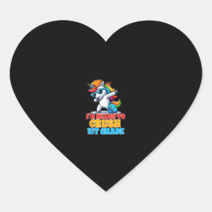 Erste Klasse Dabbing Einhorn bin ich bereit, zuers Herz-Aufkleber