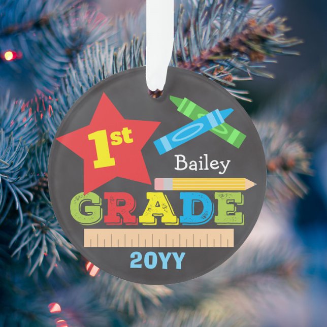 Erste Klasse Keepake Chalkboard Farbenfroh Ornament (Von Creator hochgeladen)