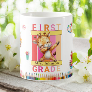Erste Klasse Lehrer Dabbing Giraffe Kaffeetasse