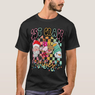 Erste Klasse Lehrer Vibes Student Retro Weihnachte T-Shirt
