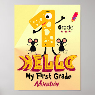 Erste Klasse mit Käse Zahl & Mäusen Poster