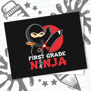 Erste Klasse Ninja Kick ersten Tag zurück zur Schu Postkarte