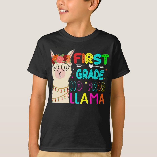 Erste Klasse Nr. Prob Llama zurück zur Schule 1. K T-Shirt (Vorderseite)