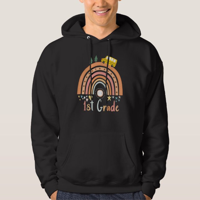 Erste Klasse Rainbow Team Hallo 1. Klasse Rocks Sq Hoodie (Vorderseite)