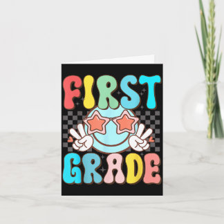 Erste Klasse Retro Groovy Smiley Gesicht 1. Klasse Karte