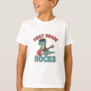 Erste Klasse Rocks Dinosaur Gitarre zurück zur Sch T-Shirt