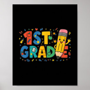 Erste Klasse Stift zurück zur Schule 1. Klasse Poster