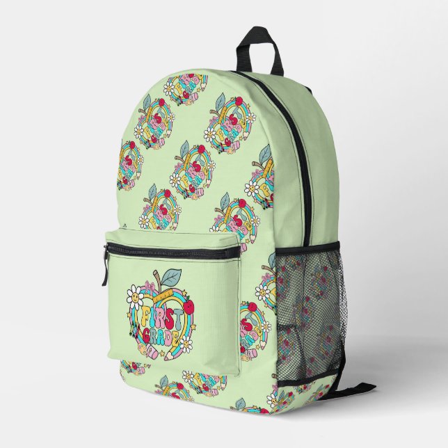 Erste Klasse und Hellgrün Bedruckter Rucksack (Rückseitige Ecke Rechts)