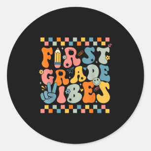Erste Klasse Vibes 1. Klasse Team Retro Zurück zur Runder Aufkleber