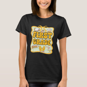 Erste Klasse Zurück zur Schule Mädchen Schleife 1. T-Shirt
