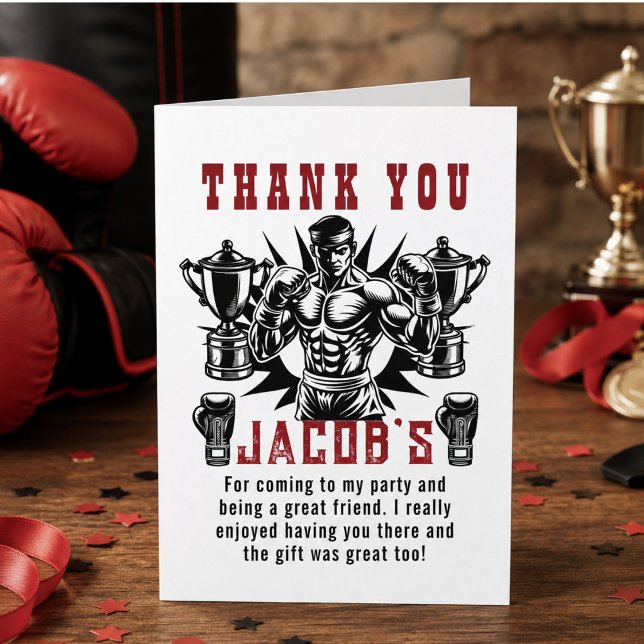 Erste Knock-out-Boxing-Geburtstagsparty Dankeskarte (First Knockout Boxing Birthday Party Thank You Card)
