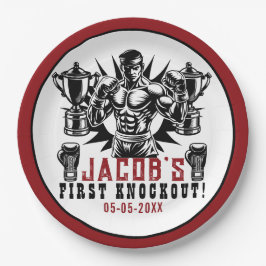 Erste Knock-out-Boxing-Geburtstagsparty Pappteller