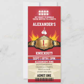 Erste Knockout-Box-Ticket 1. Geburtstagsfeier Einladung